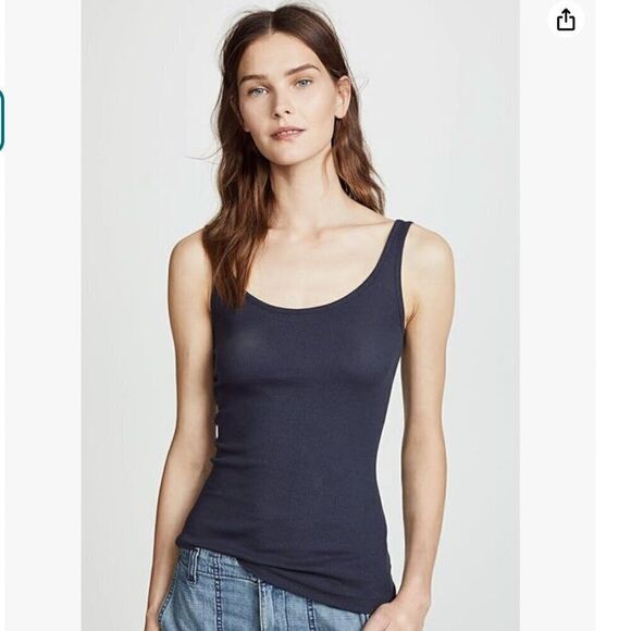 NEW Vince Sz S Navy Blue Favorite Tank Modal Jersey Fitted BalletCore Long Top - Picture 2 of 7